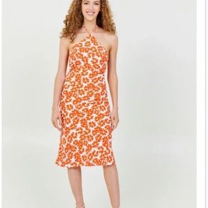 ❤️❤️ Altar’d State orange floral midi halter dress perfect for summer ❤️size XS